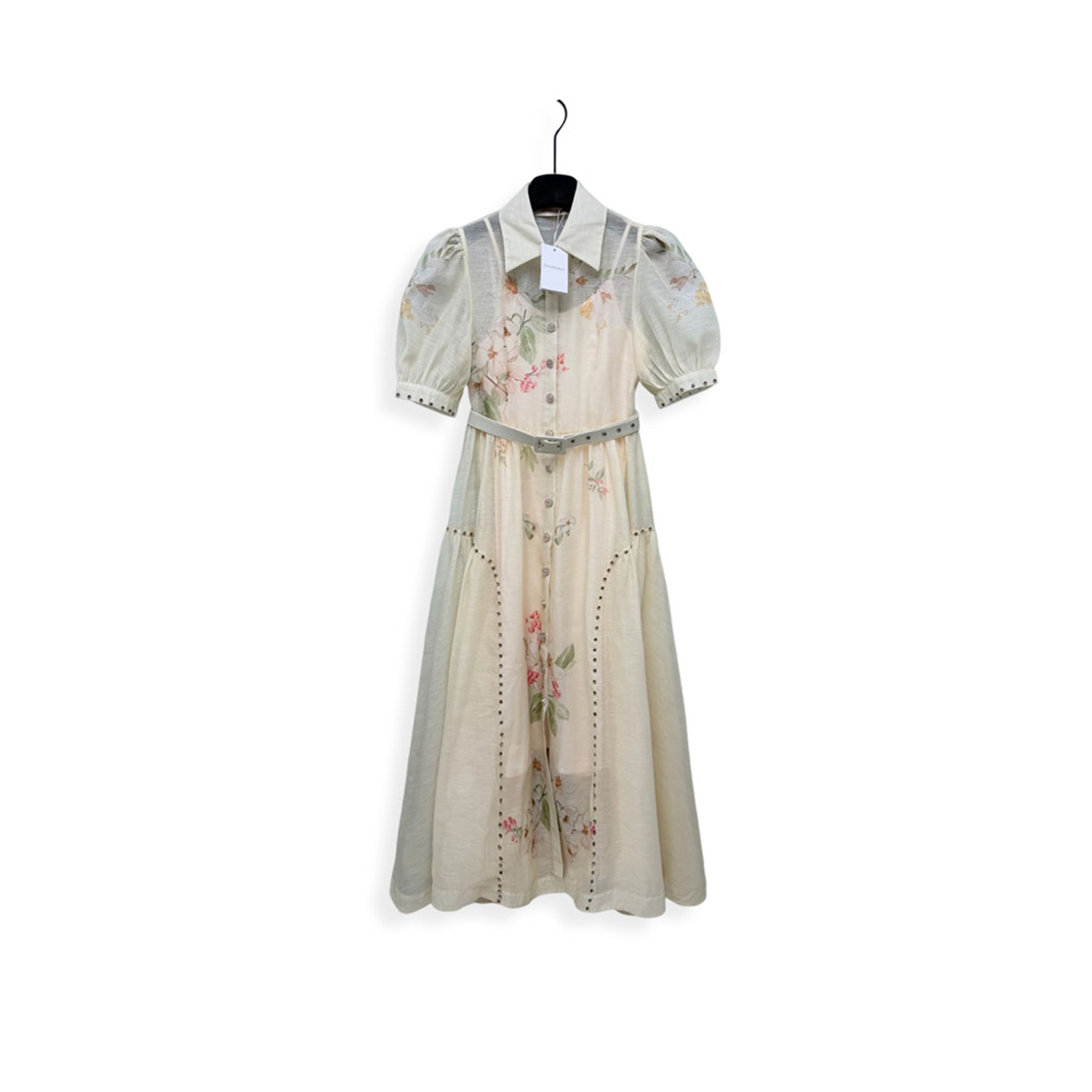 ZIMMERMANN FLORAL BEADED SHIRT DRESS 